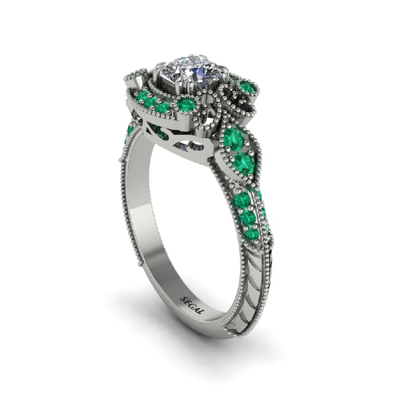 Classic Wedding Rings For Bridal Fashion-Diamond Vintage Filigree Cushion Cut Engagement Ring - Elaina No. 18