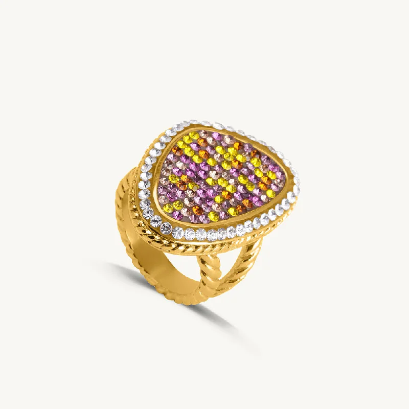 Sparkling Sapphire Rings For Bridal Fashion-Sparkling Stardust Gold Ring