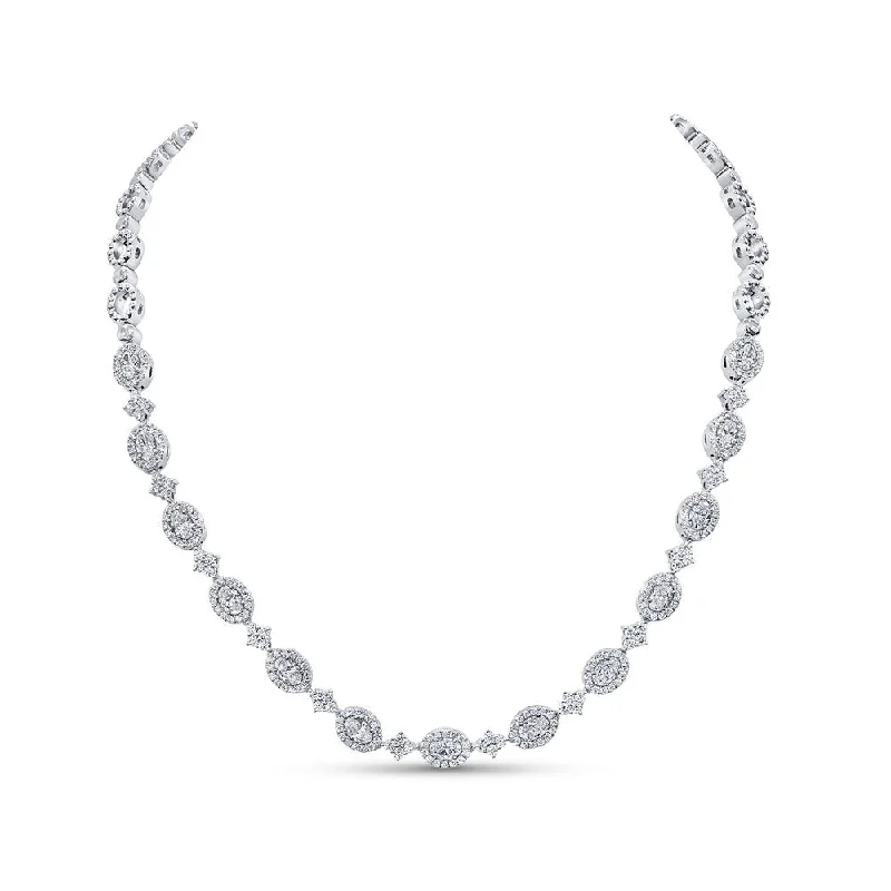 Uneek Signature Collection Halo Oval Shaped Diamond Choker Necklace