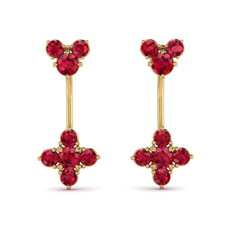 Elegant Dangle Earrings For Special Occasions-Hanging Ruby Compass Earrings - Brittany No. 55