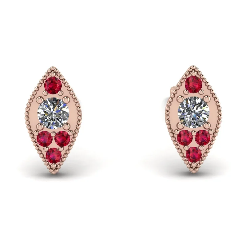 Beautiful Stud Earrings For Elegant Appeal-Milgrain Marquise Diamond Earrings - Faye No. 47