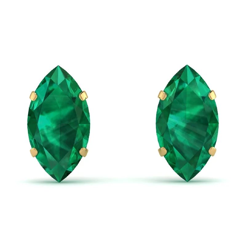 Elegant Earrings For Bridal Glam-Hidden Halo Marquise Emerald Earrings - Journey No. 49