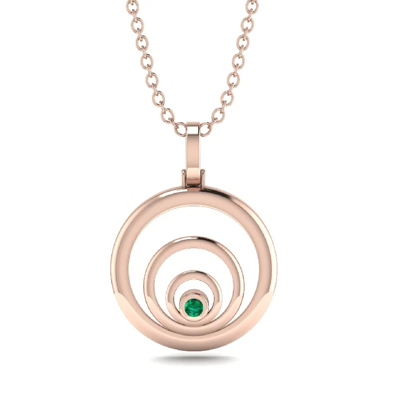 Three Ring Necklace With Dazzling Centre Emerald - Charlee No. 5