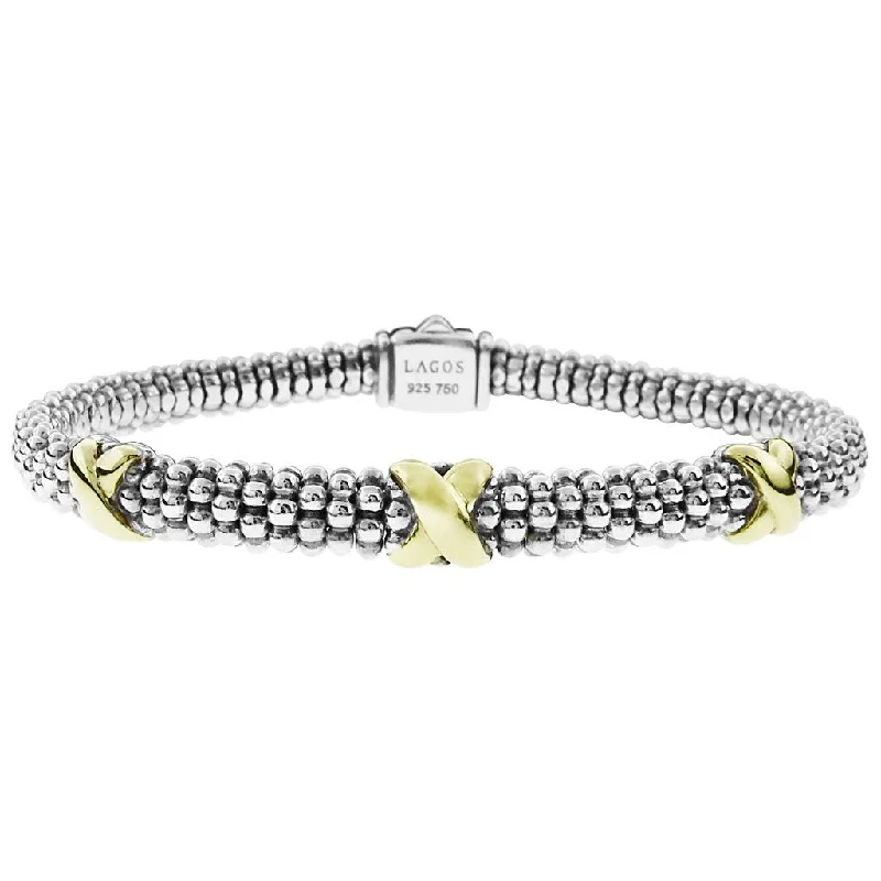 Beautiful Gemstone-Studded Bracelets For Elegant Fashion-Embrace Triple X 6mm Rope Bracelet in Sterling Silver and 18K Yellow Gold Size Medium