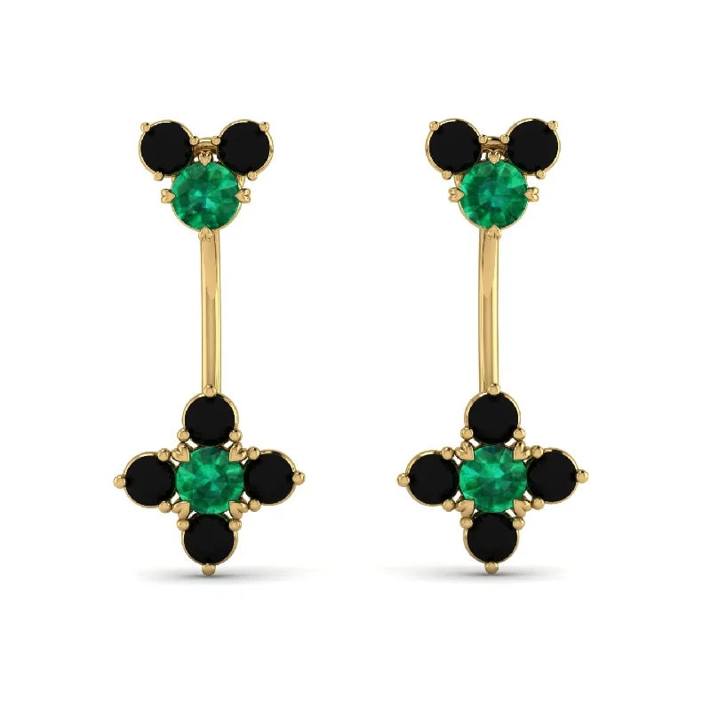 Fashionable Drop Earrings For Formal Occasions-Hanging Emerald Compass Earrings - Brittany No. 34