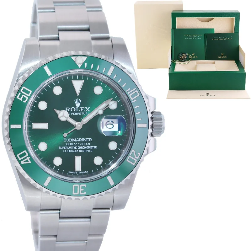 Unique Wooden Watches For Natural Fashion-2017 MINT Rolex Submariner Hulk 116610LV Green 40mm Ceramic Watch Box