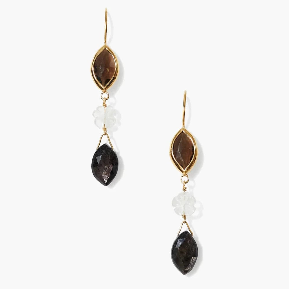 Gold Dangle Earrings For Luxurious Style-Sabine Earrings in Quartz Mix