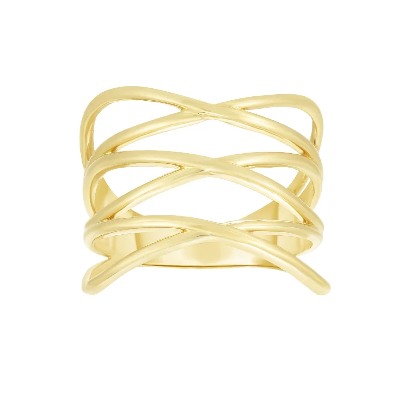 Timeless Wedding Bands For Classic Style-14kt Gold Size-7 Yellow Finish Crossover Ring