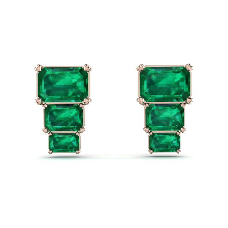 Colorful Earrings For Casual Looks-Hidden Diamonds Emerald Emerald Earrings - Briella No. 5