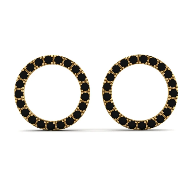 Elegant Resin Earrings For Creative Fashion-Circle Stud Black Diamond Earring - Lucille No. 7