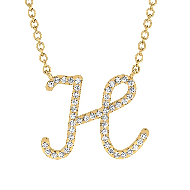 Diamond Gold Letter Necklace - H