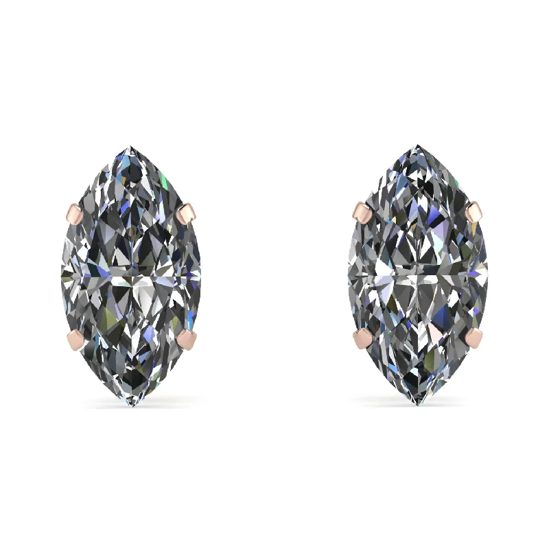 Elegant Resin Earrings For Creative Style-Hidden Halo Marquise Diamond Earrings - Journey No. 32