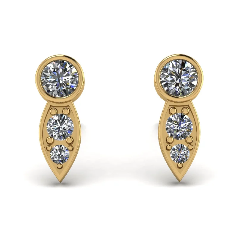 Simple Crystal Earrings For Subtle Beauty-Bezel Diamond Earrings In Pear Shaped - Aniya No. 1