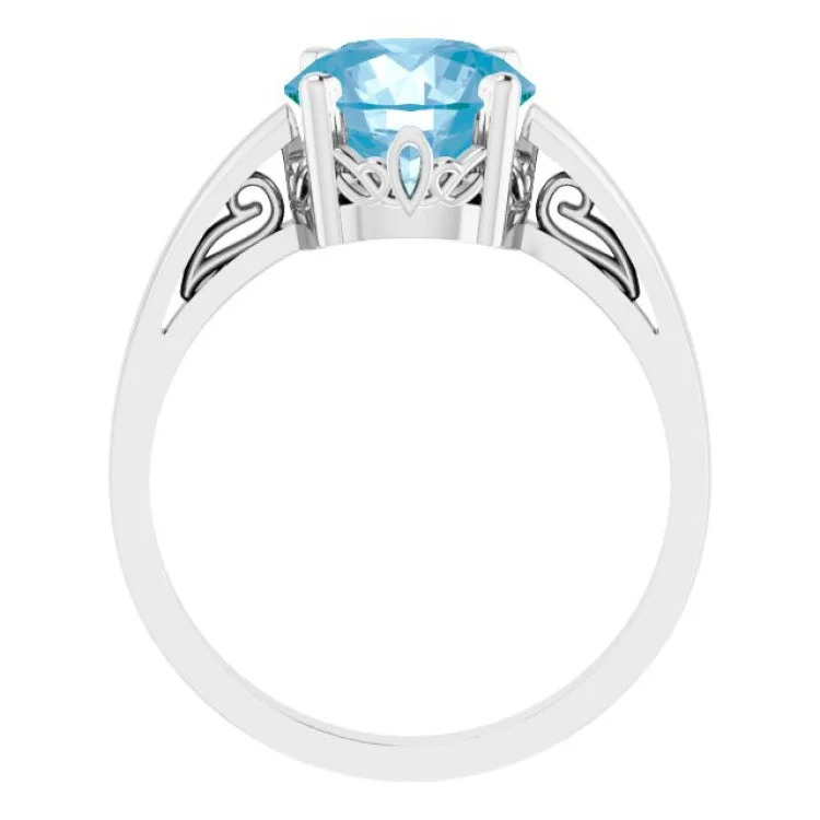 Stunning Custom Rings For Personalized Style-14K White Natural Swiss Blue Topaz Ring