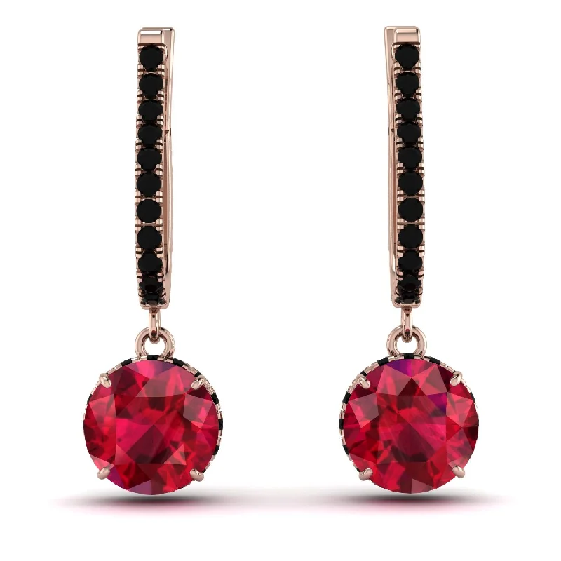 Unique Gold Earrings For Special Occasions-Ruby Dangle Earrings With Hidden Halo - Adaline No. 41