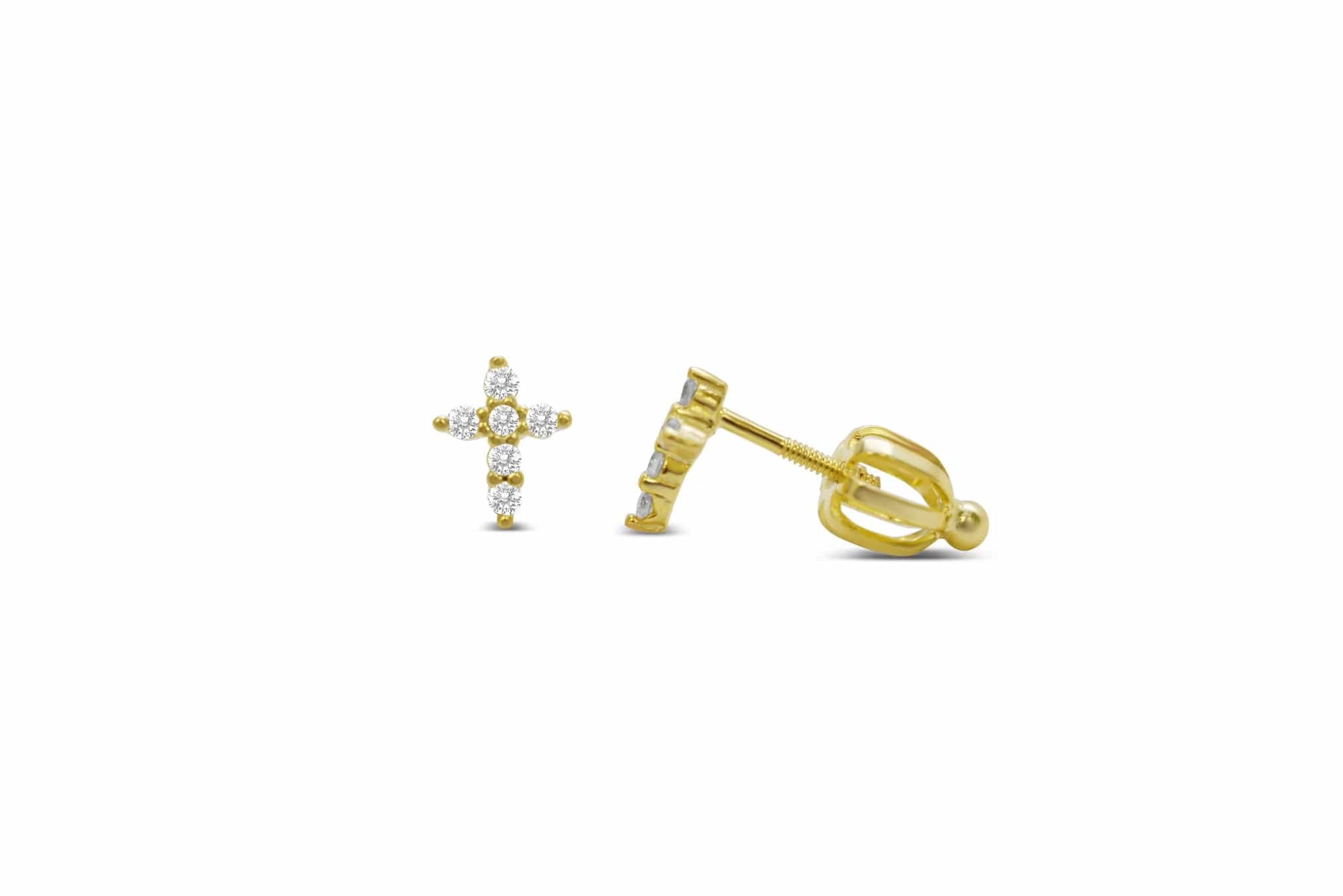 Luxury Earrings For Elegant Fashion-Gold Prong Cross Earrings