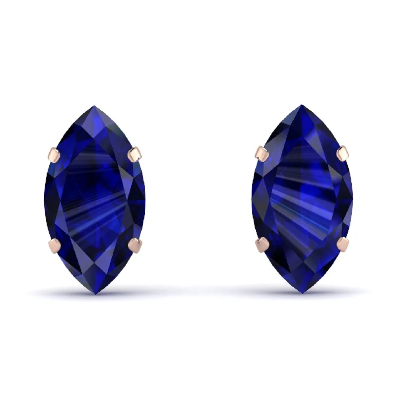 Unique Crystal Earrings For Wedding Style-Hidden Halo Marquise Sapphire Earrings - Journey No. 59