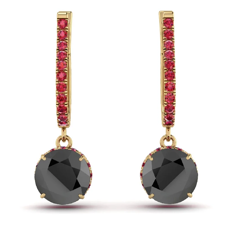 Bold Beaded Earrings For Bohemian Style-Black Diamond Dangle Earrings With Hidden Halo - Adaline No. 52