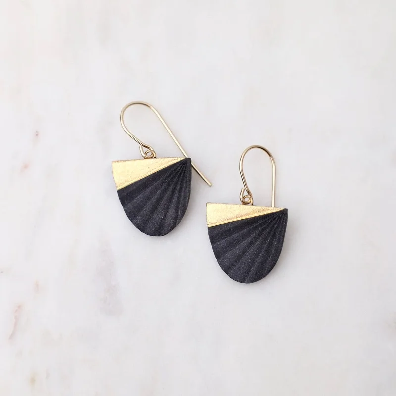 Stunning Gemstone Earrings For Formal Wear-Black Chiton Earrings