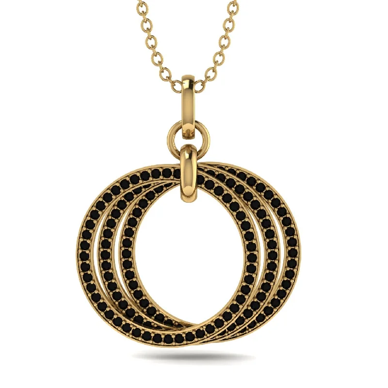 Three Circle Necklace With Black Diamond - Octavia No. 7