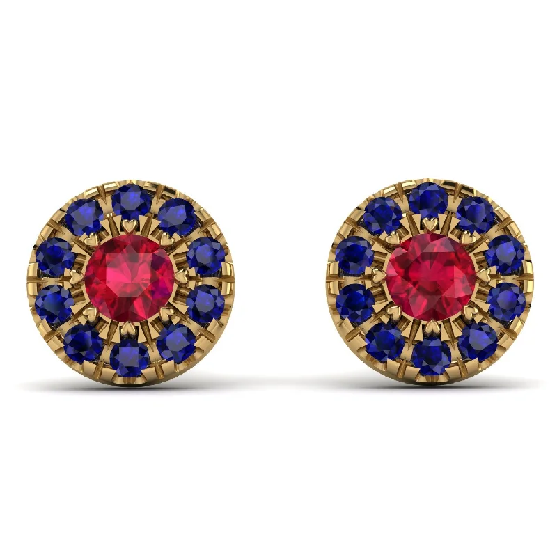 Stylish Earrings For Everyday Looks-Halo Ruby Earrings - Heaven No. 70