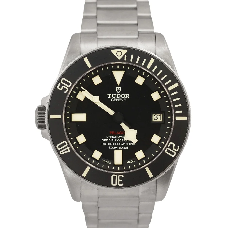 Affordable Swiss Watches For Everyday Wear-MINT PAPERS Tudor Pelagos Matte Black TITANIUM 42mm LHD 25610TNL Dive Watch BOX