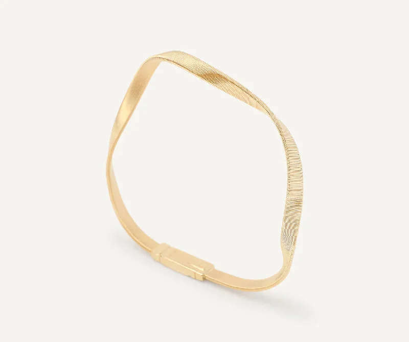 Stunning Stainless Steel Bracelets For Everyday Wear-Marrakech Hand Twisted Bracelet in 18k Yellow Gold, 7.25inch