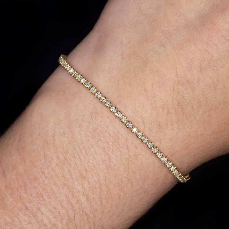 Sparkling Crystal Bangle Bracelets For Bridal Fashion-1ct VERY GOOD CUT DIAMOND TENNIS BRACELET YELLOW GOLD ROUND BRILLIANT CLASSIC