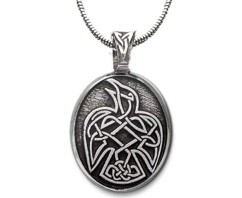 Celtic Raven Pewter Pendant Necklace By Celtic Knotworks