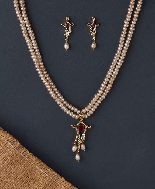 Traditional Real Pearl Necklace Set