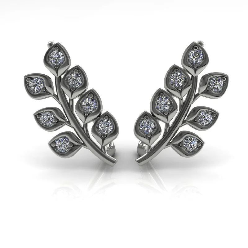 Personalized Earrings For Bridesmaid Gifts-Many Leaves All Around Diamond Earrings- Sydney no. 3