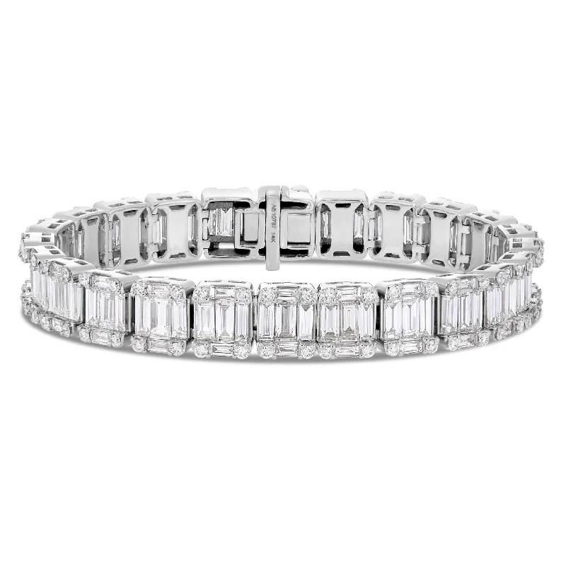 Timeless Chain-Link Bracelets For Classic Fashion-14K White Gold 15.25ct Baguette Diamond Bracelet