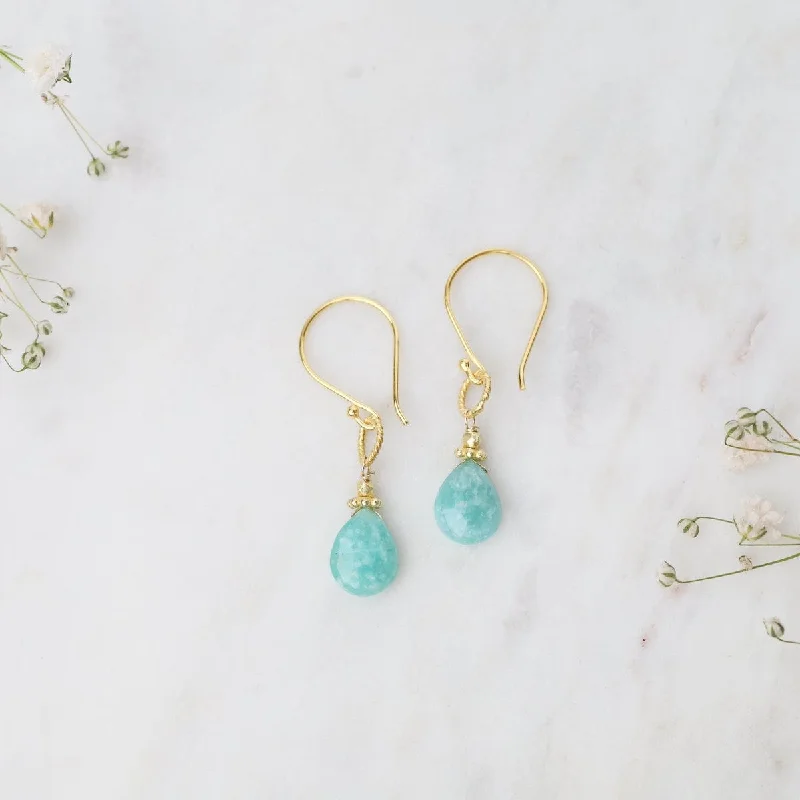 Stunning Pearl Earrings For Formal Wear-Amazonite Gold Rope Link Earrings