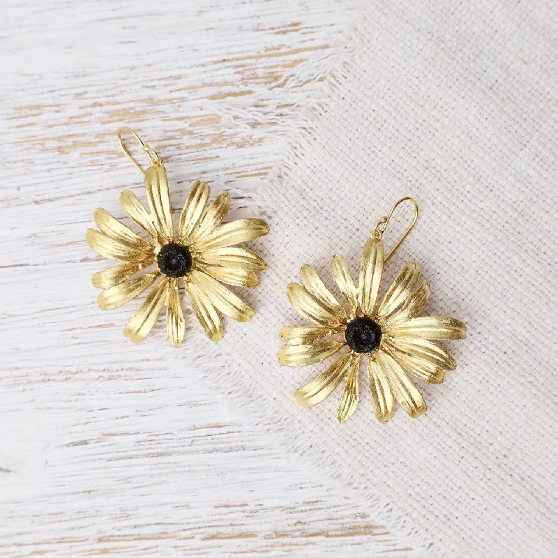 Stunning Hoop Earrings For Glamorous Nights-Black Eyed Susan Wire Earrings