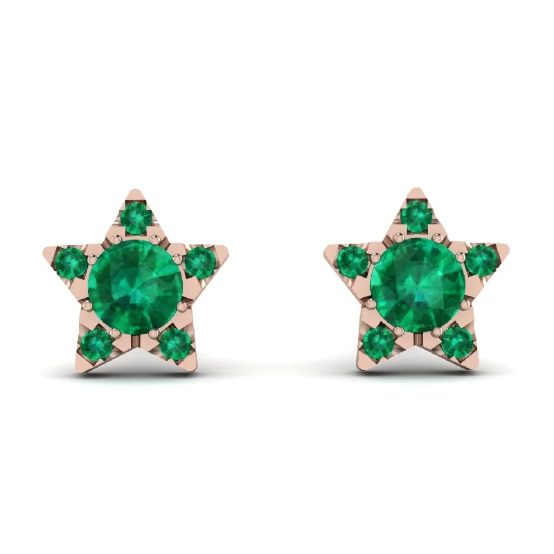 Beautiful Earrings For Bridesmaids Gifts-Star Halo Emerald Earrings - Zelda No. 20