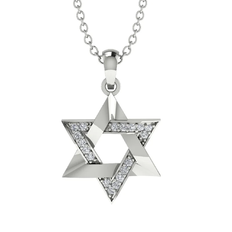 Jewish Symbol Gold Diamond Necklace - David Star - Amos No. 3