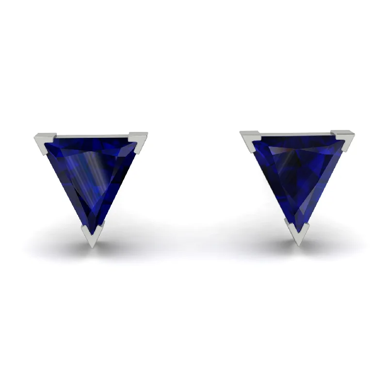 Gorgeous Pearl Earrings For Elegant Glam-Triangle Cut Sapphire Earrings  - Clementine No. 15