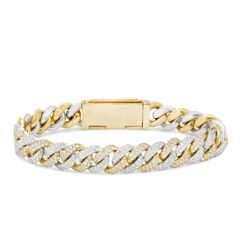 Gorgeous Beaded Bracelets For Everyday Style-10K Gold Two Tone 14.07ct Diamond 12mm Cuban Bracelet