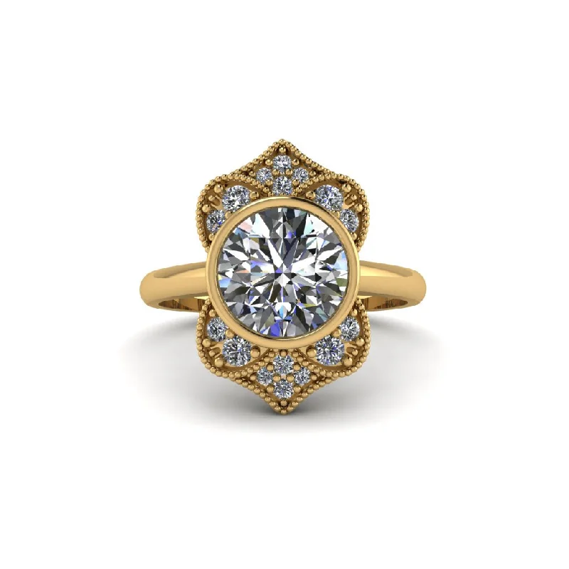 Unique Engagement Rings For Creative Proposals-Diamond Bezel Vintage-Inspired Engagement Ring - Olive No. 1