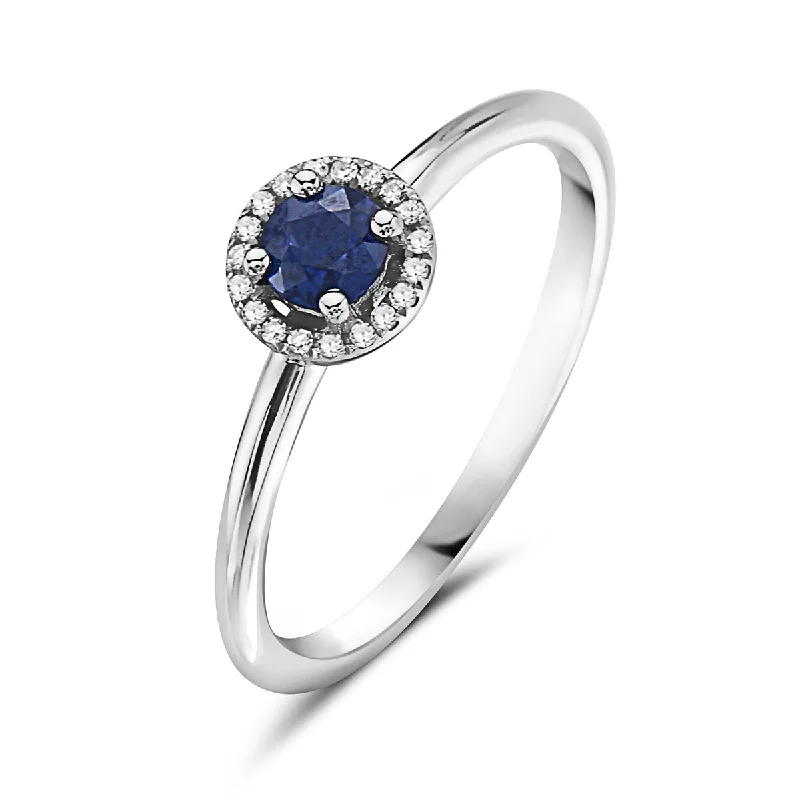 Sparkling Wedding Bands For Elegant Occasions-Sapphire And Diamond Halo Ring