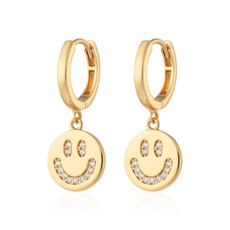 Trendy Resin Earrings For Creative Glam-Smiley Face Charm Hoop Earrings