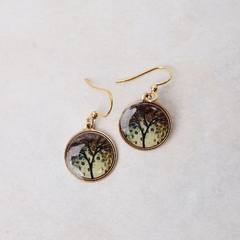 Colorful Beaded Earrings For Fun Looks-Small Golden Tree Earrings