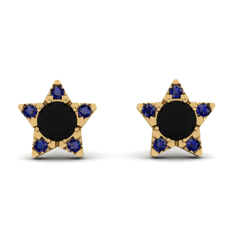 Sparkling Earrings For Formal Events-Star Halo Black Diamond Earrings - Zelda No. 67