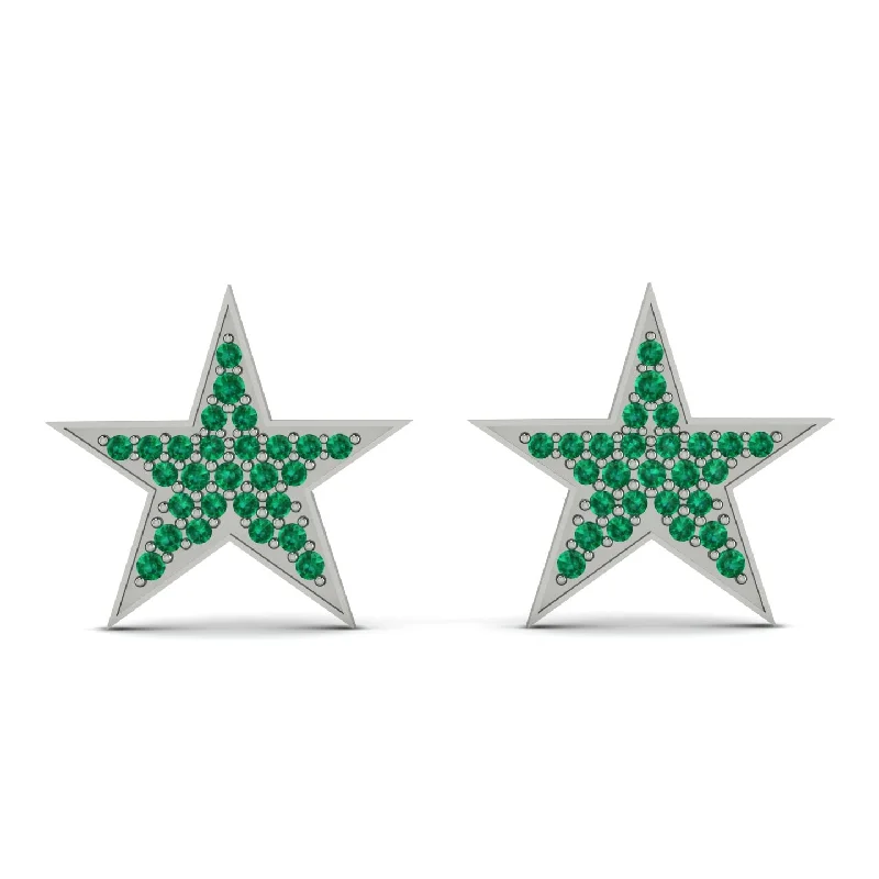 Trendy Resin Earrings For Bold Statements-Star Stud Emerald Earrings - Star No. 6