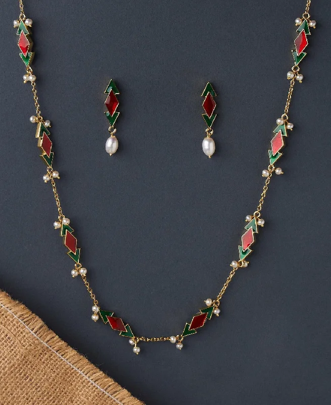 Trendy Enamel Chain Necklace Set