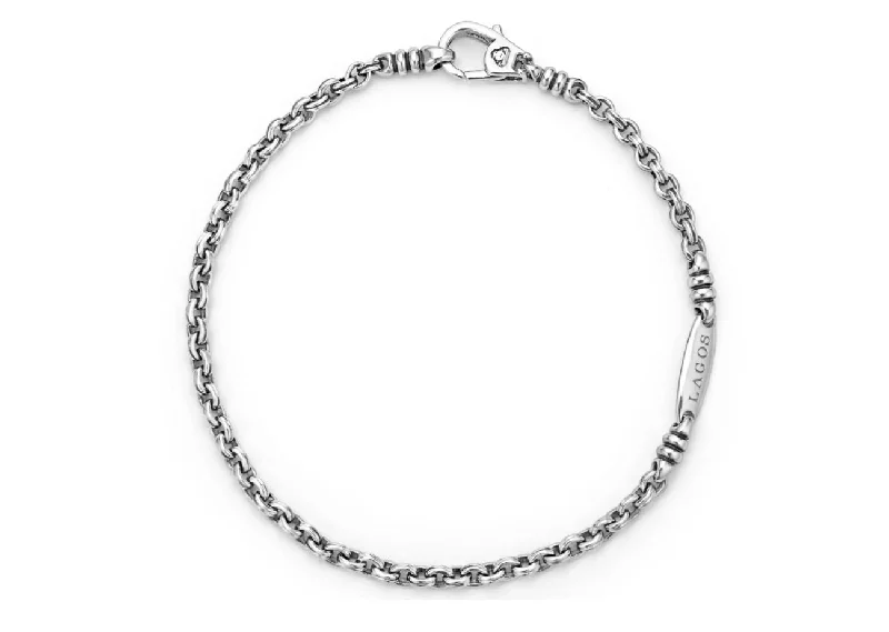 Elegant Crystal-Studded Bracelets For Special Moments-Anthem Double Link Caviar Chain Bracelet in Sterling Silver, Size 8