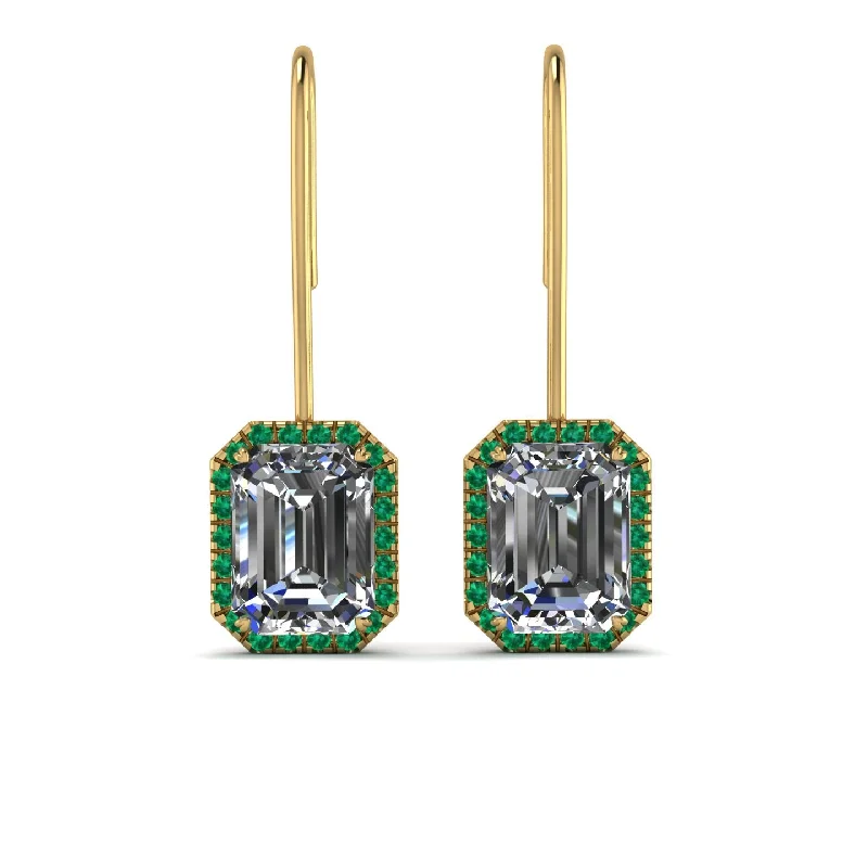 Beautiful Resin Earrings For Artistic Appeal-Halo Emerald Cut Diamond Earrings - Izabella No. 16