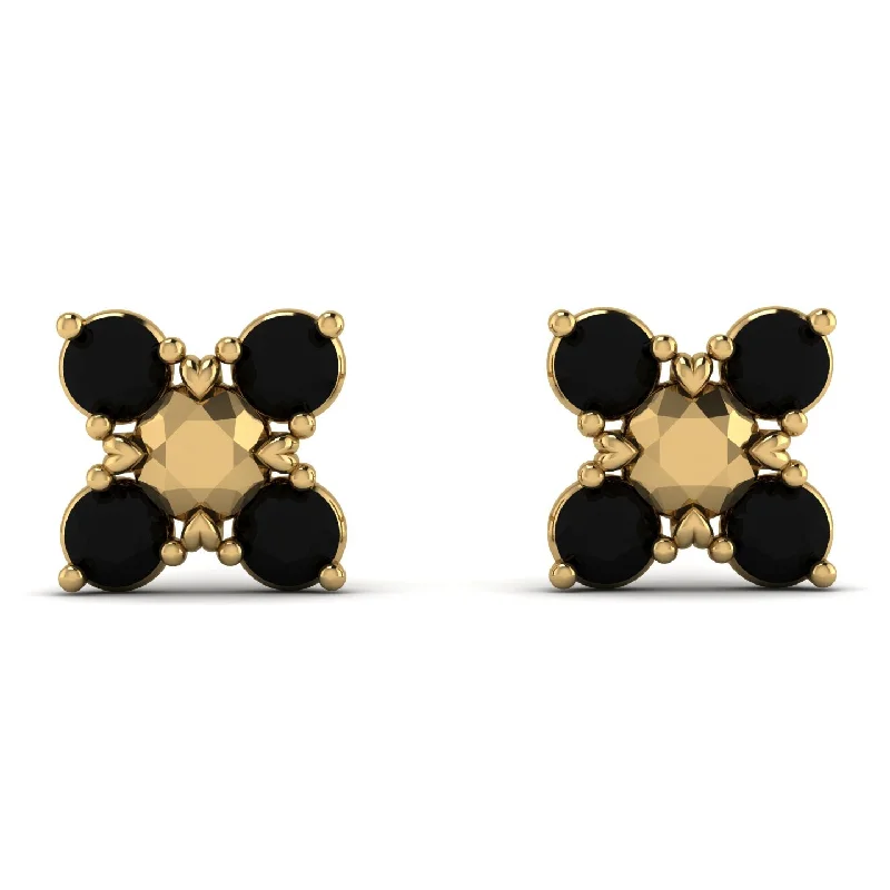 Elegant Gold Earrings For Luxury Events-Geometricblack Diamond Earrings Golden Diamond - Jayda No. 7