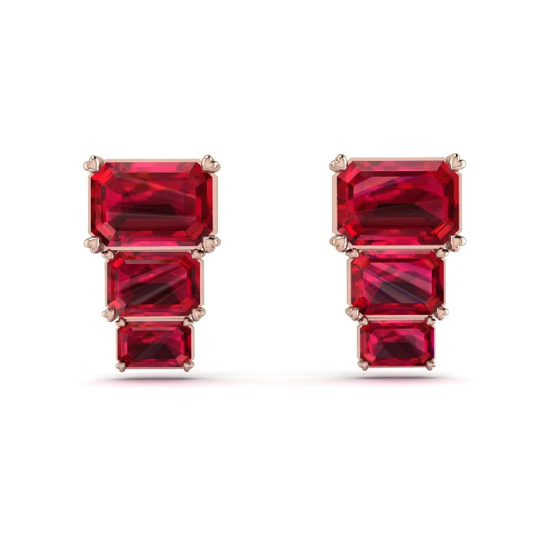 Fashionable Earrings For Bold Fashionistas-Hidden Diamonds Emerald Ruby Earrings - Briella No. 11