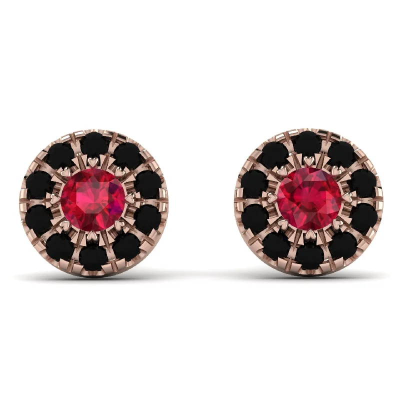 Designer Earrings For Exclusive Fashion-Halo Ruby Earrings - Heaven No. 41